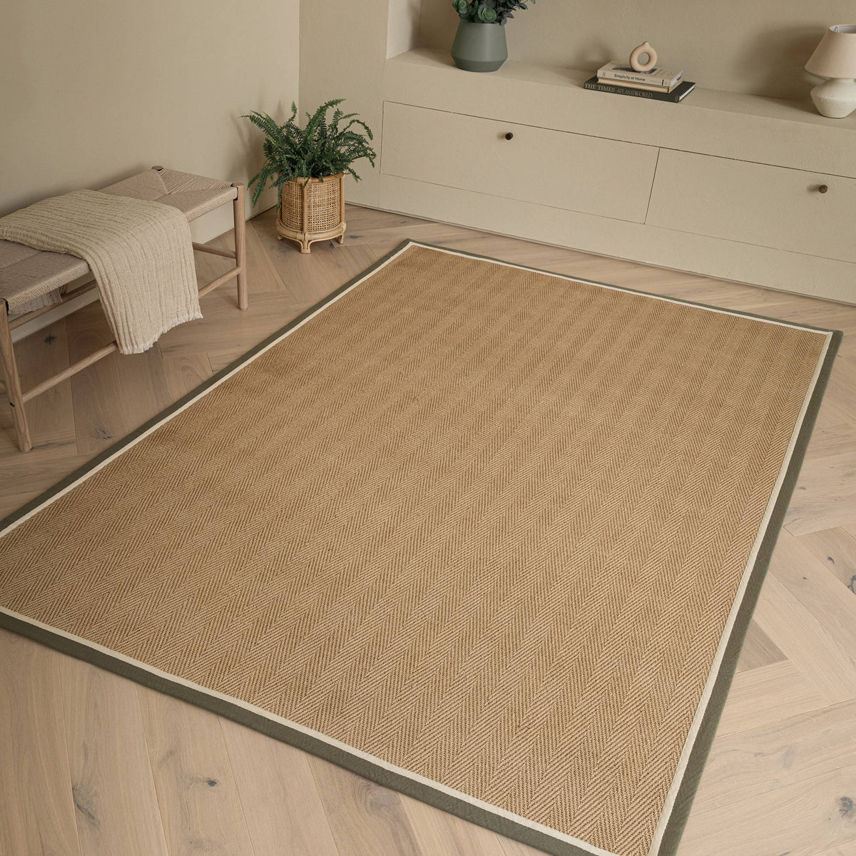 Bordo Herringbone Khaki Cream