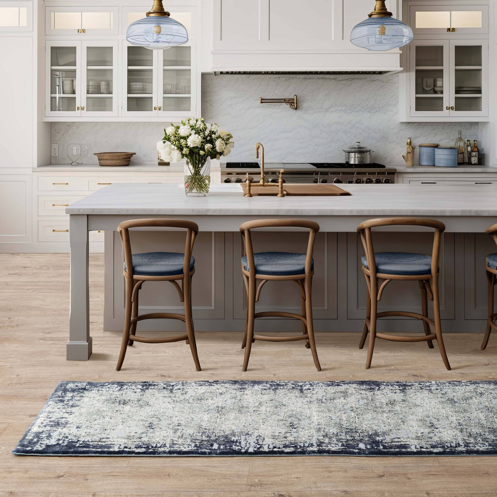 Kuza Border Navy Rug