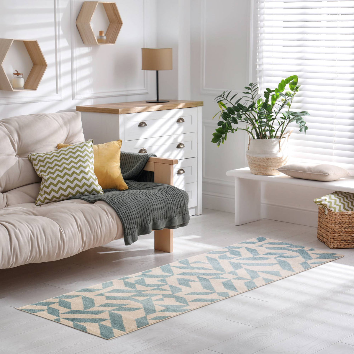 Muse Blue Shapes Rug MU03