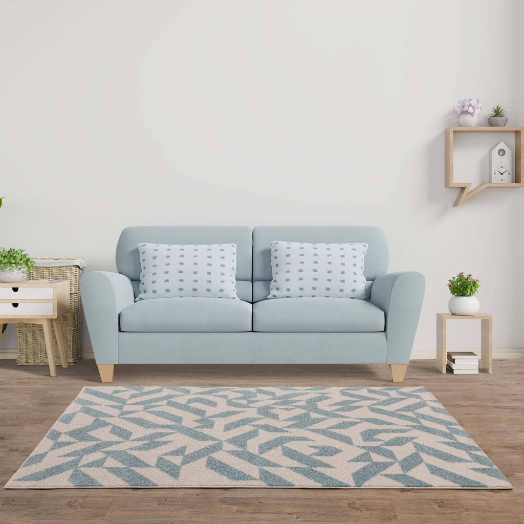 Muse Blue Shapes Rug MU03
