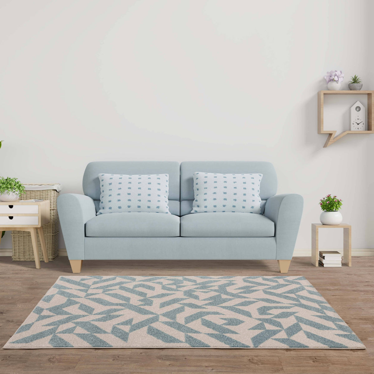 Muse Blue Shapes Rug MU03