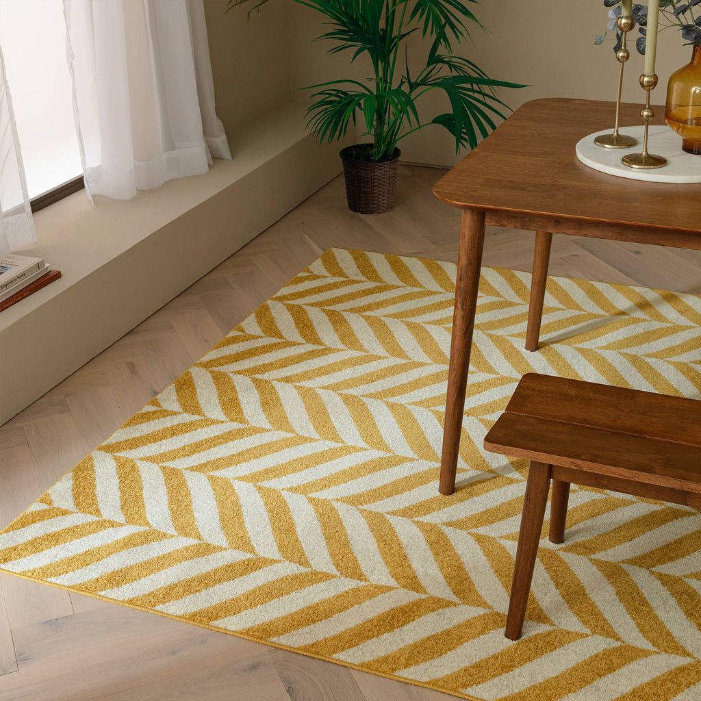 Muse Yellow Chevron Rug MU08
